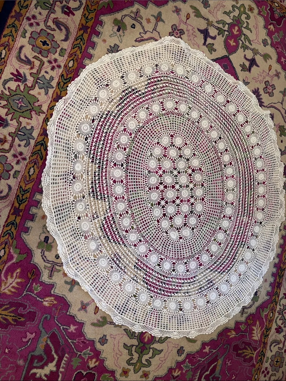 Antique lace tablecloth